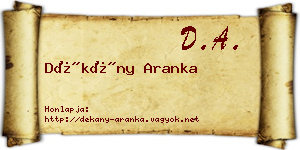 Dékány Aranka névjegykártya